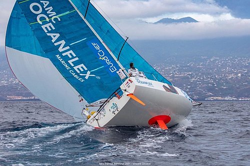 Christian Kargl beim Segeln auf einem Mini bei der Mini-Transat